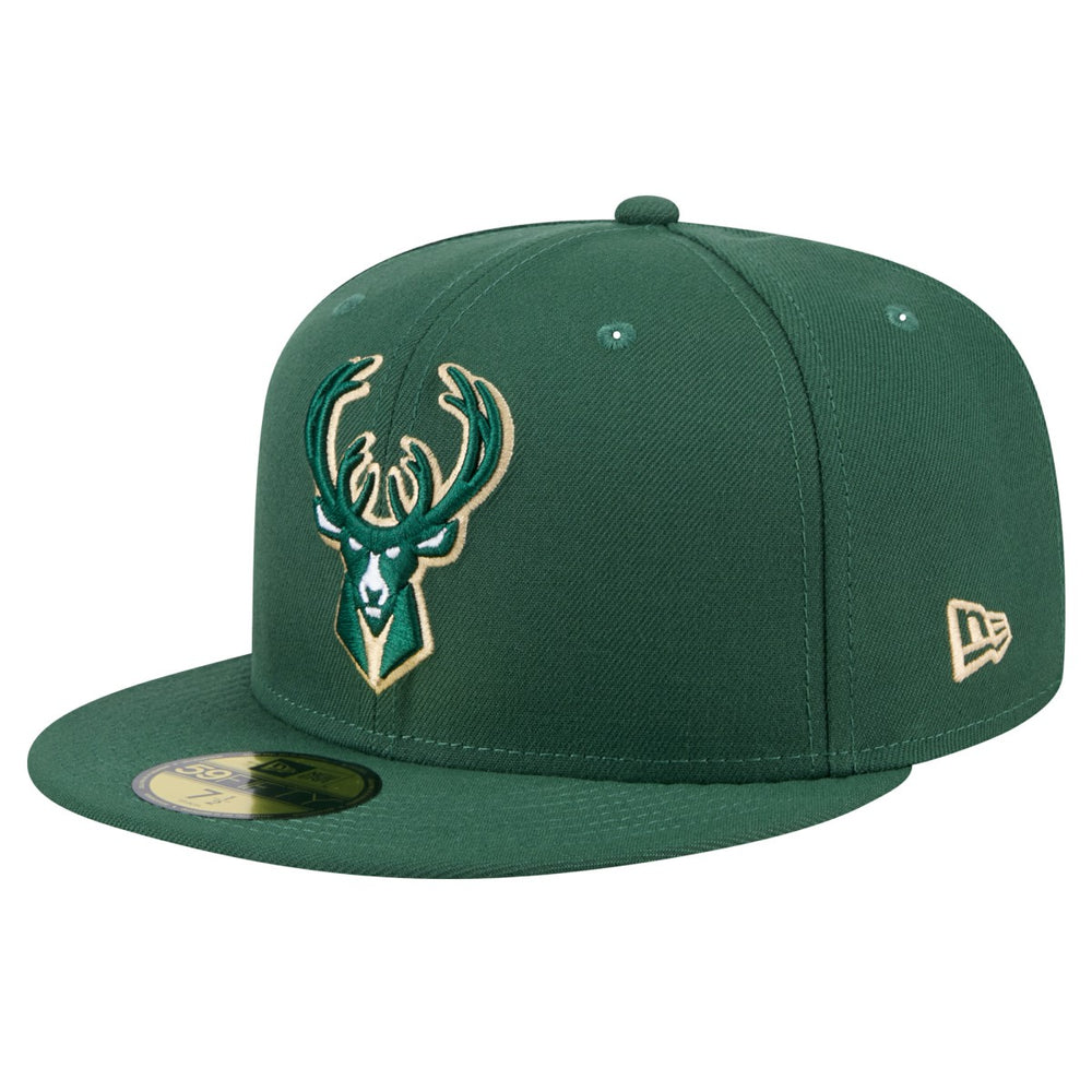 New Era - Milwaukee Bucks Throwback Pennant 59FIFTY Fitted Hat - Hunter Green
