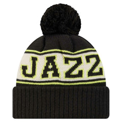 New Era - Utah Jazz Throwback Retro Cuffed Knit Hat with Pom - Black