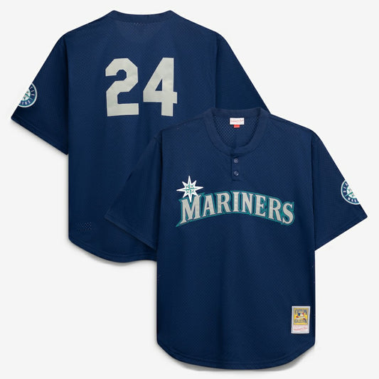 Seattle Mariners Mitchell & Ness Big & Tall Cooperstown Collection Mesh Batting Practice Jersey - Navy | MLB Jerseys