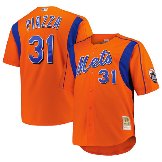 Mike Piazza New York Mets Mitchell & Ness Big & Tall Cooperstown Mesh Batting Practice Jersey - Orange | MLB Jerseys