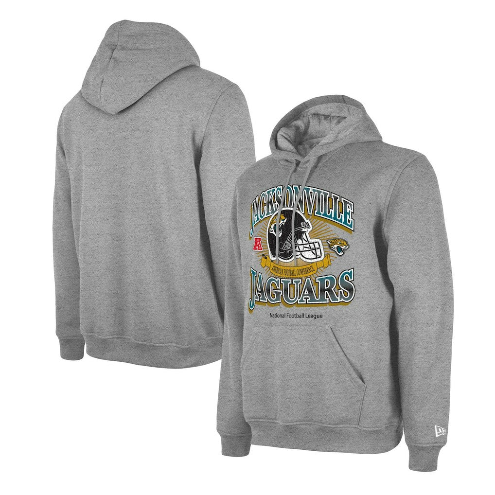Jacksonville Jaguars New Era Retro Pullover Hoodie Heather Gray - NFL