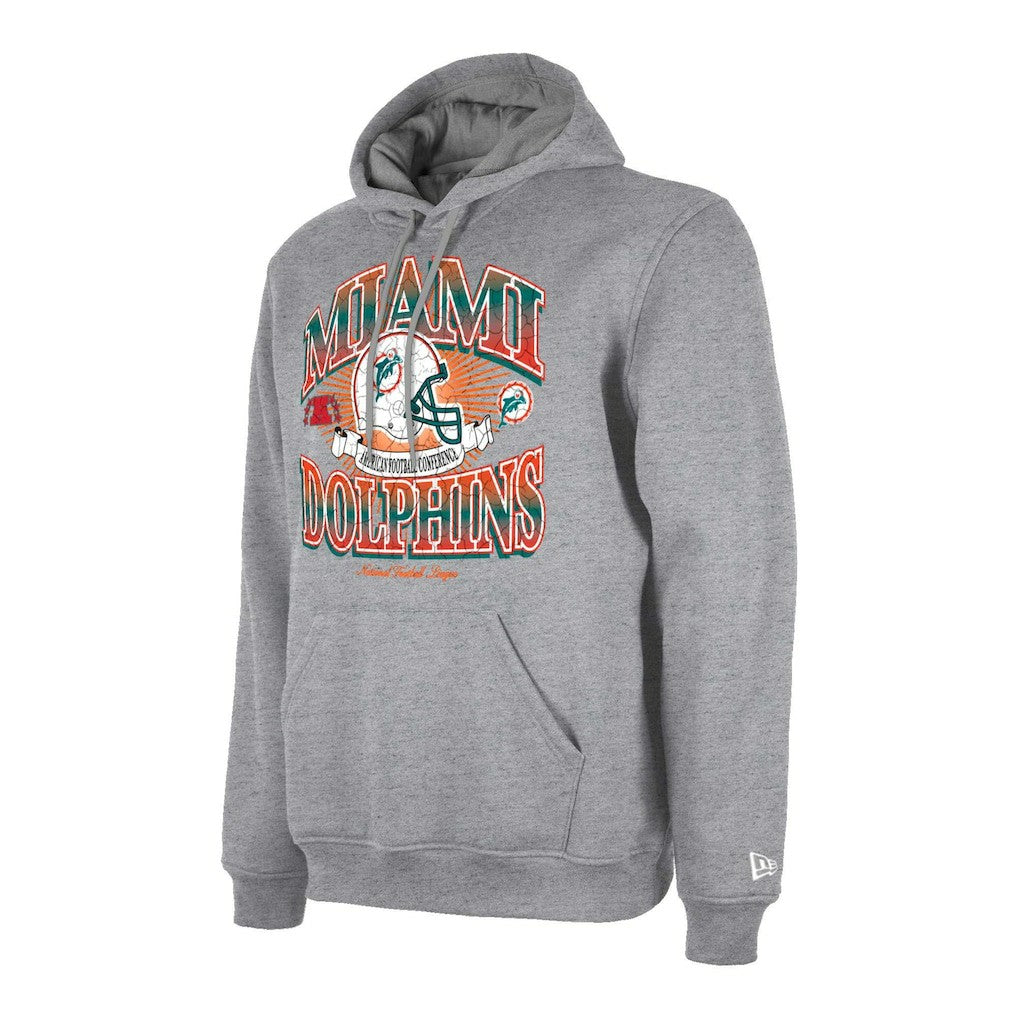 Miami Dolphins New Era Retro Pullover Hoodie Heather Gray - NFL
