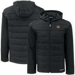 Cincinnati Bengals Cutter & Buck Big & Tall Evoke Hybrid Eco Softshell Recycled Full-Zip Hooded Jacket Black - NFL