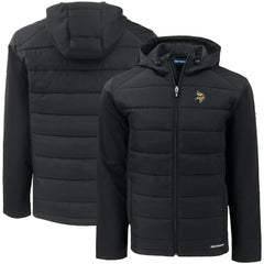 Minnesota Vikings Cutter & Buck Big & Tall Evoke Hybrid Eco Softshell Recycled Full-Zip Hooded Jacket Black - NFL