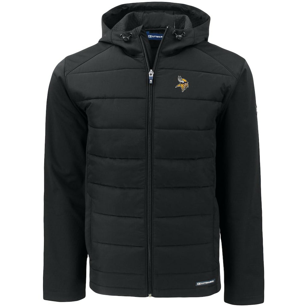 Minnesota Vikings Cutter & Buck Big & Tall Evoke Hybrid Eco Softshell Recycled Full-Zip Hooded Jacket Black - NFL