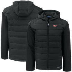 San Francisco 49ers Cutter & Buck Big & Tall Evoke Hybrid Eco Softshell Recycled Full-Zip Hooded Jacket Black - NFL