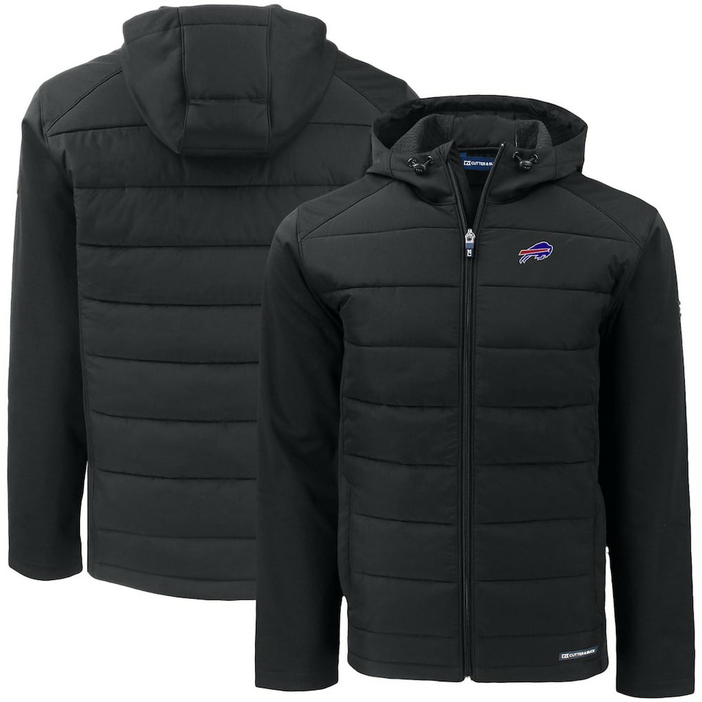 Buffalo Bills Cutter & Buck Big & Tall Evoke Hybrid Eco Softshell Recycled Full-Zip Hooded Jacket Black - NFL