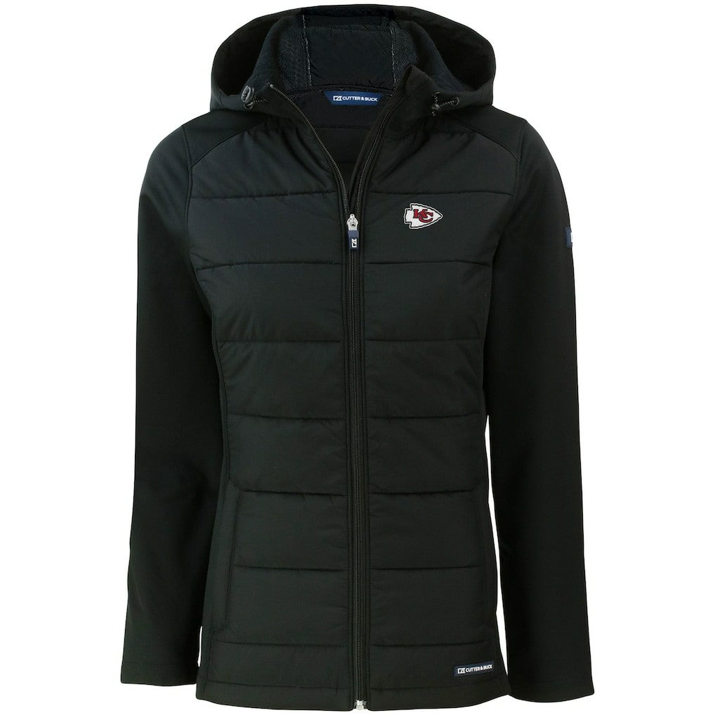 Kansas City Chiefs Cutter & Buck Women's Evoke PrimaLoft Hybrid Eco Softshell Recycled Full-Zip Hooded Jacket Black - NFL