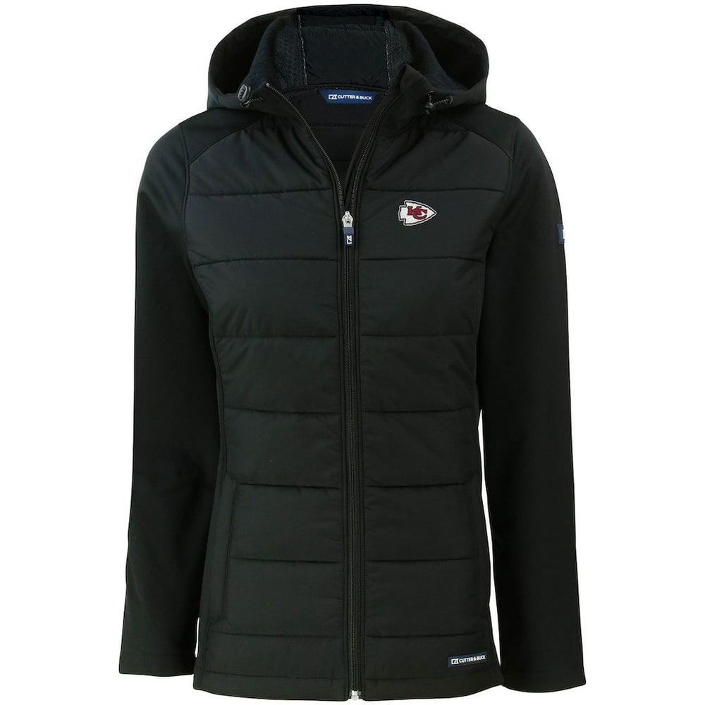 Kansas City Chiefs Cutter & Buck Women's Evoke PrimaLoft Hybrid Eco Softshell Recycled Full-Zip Hooded Jacket Black - NFL