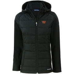 Washington Commanders Cutter & Buck Women's Evoke PrimaLoft Hybrid Eco Softshell Recycled Full-Zip Hooded Jacket Black - NFL