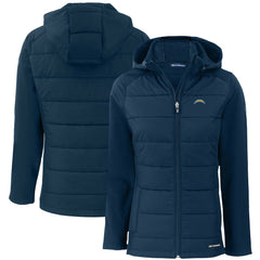 Los Angeles Chargers Cutter & Buck Women's Evoke PrimaLoft Hybrid Eco Softshell Recycled Full-Zip Hooded Jacket Navy - NFL