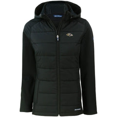 Baltimore Ravens Cutter & Buck Women's Evoke PrimaLoft Hybrid Eco Softshell Recycled Full-Zip Hooded Jacket Black - NFL