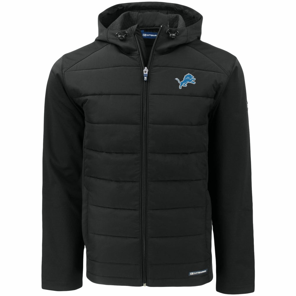 Detroit Lions Cutter & Buck Evoke PrimaLoft Hybrid Eco Softshell Recycled Full-Zip Hooded Jacket Black - NFL