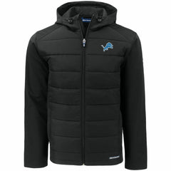Detroit Lions Cutter & Buck Evoke PrimaLoft Hybrid Eco Softshell Recycled Full-Zip Hooded Jacket Black - NFL