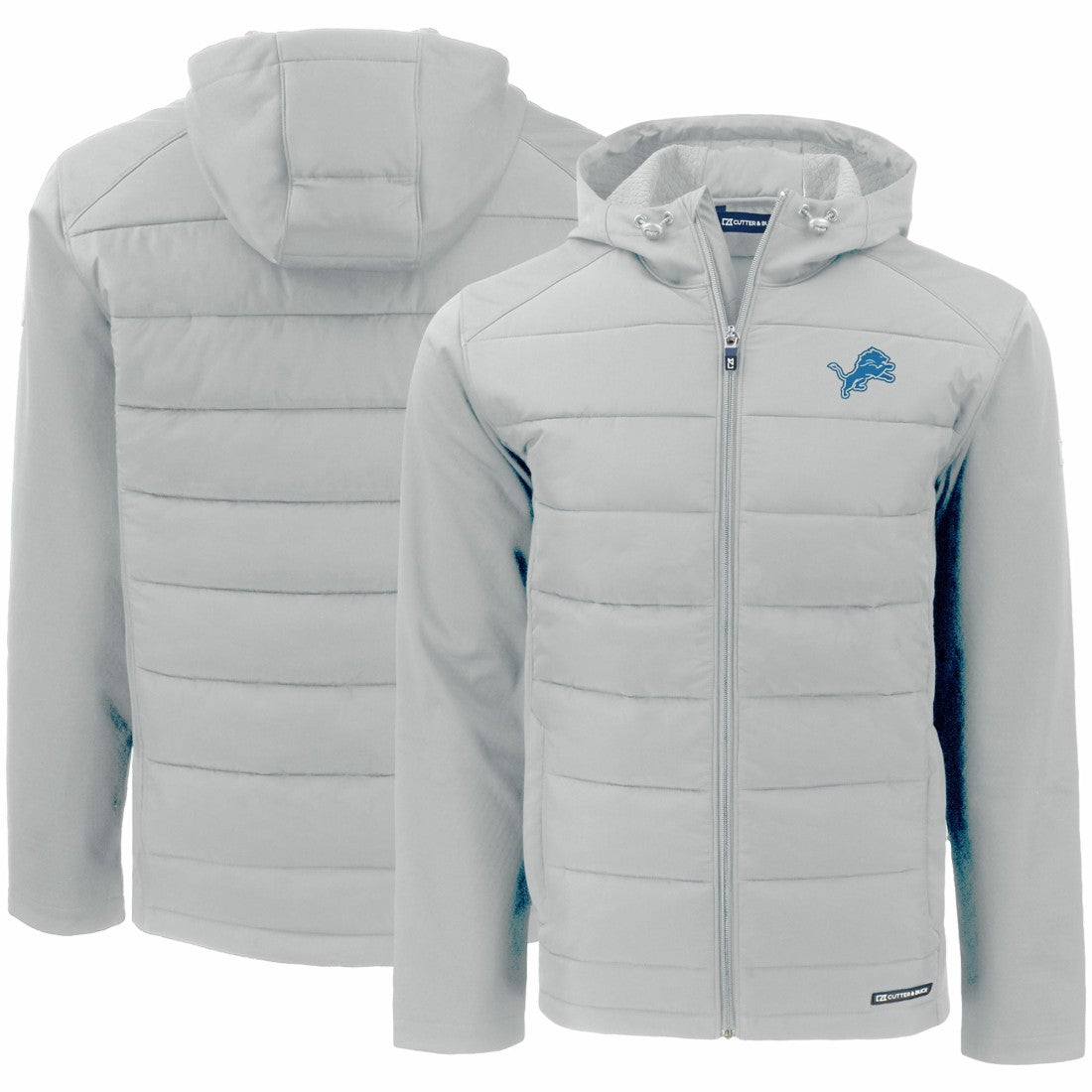 Detroit Lions Cutter & Buck Evoke PrimaLoft Hybrid Eco Softshell Recycled Full-Zip Hooded Jacket Gray - NFL