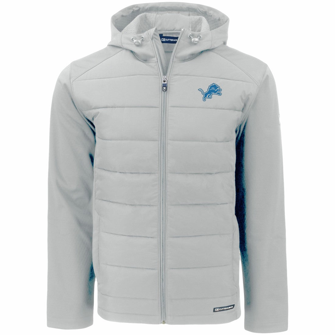 Detroit Lions Cutter & Buck Evoke PrimaLoft Hybrid Eco Softshell Recycled Full-Zip Hooded Jacket Gray - NFL