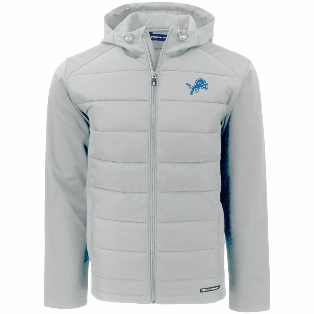 Detroit Lions Cutter & Buck Evoke PrimaLoft Hybrid Eco Softshell Recycled Full-Zip Hooded Jacket Gray - NFL