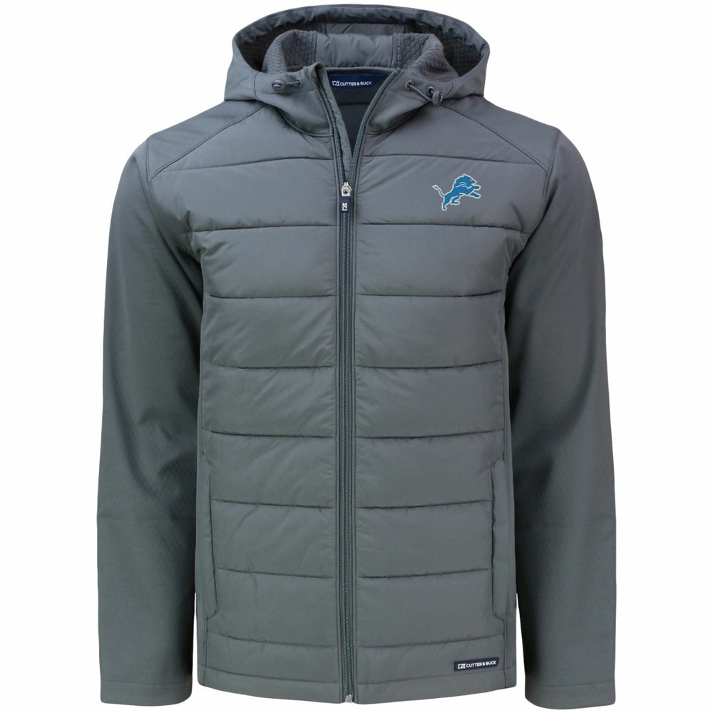 Detroit Lions Cutter & Buck Evoke PrimaLoft Hybrid Eco Softshell Recycled Full-Zip Hooded Jacket Gray - NFL