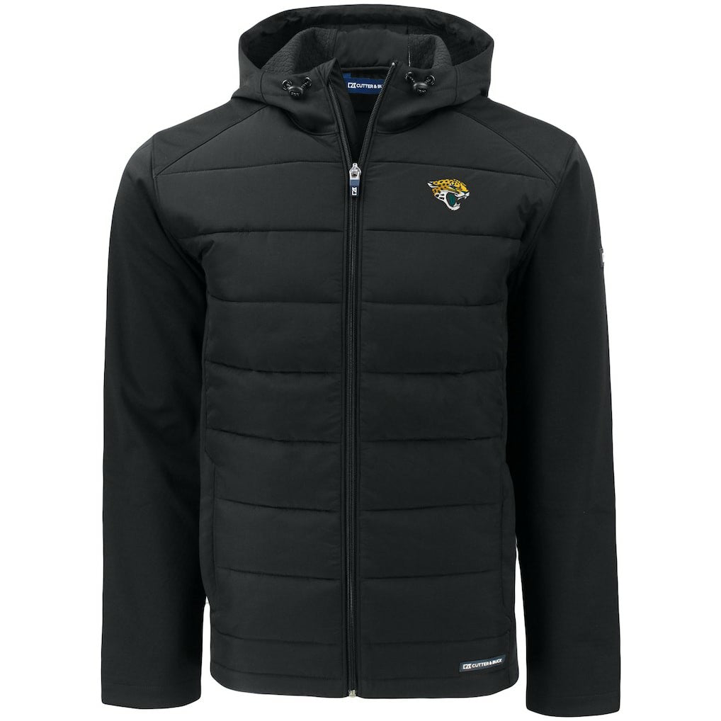 Jacksonville Jaguars Cutter & Buck Evoke PrimaLoft Hybrid Eco Softshell Recycled Full-Zip Hooded Jacket Black - NFL