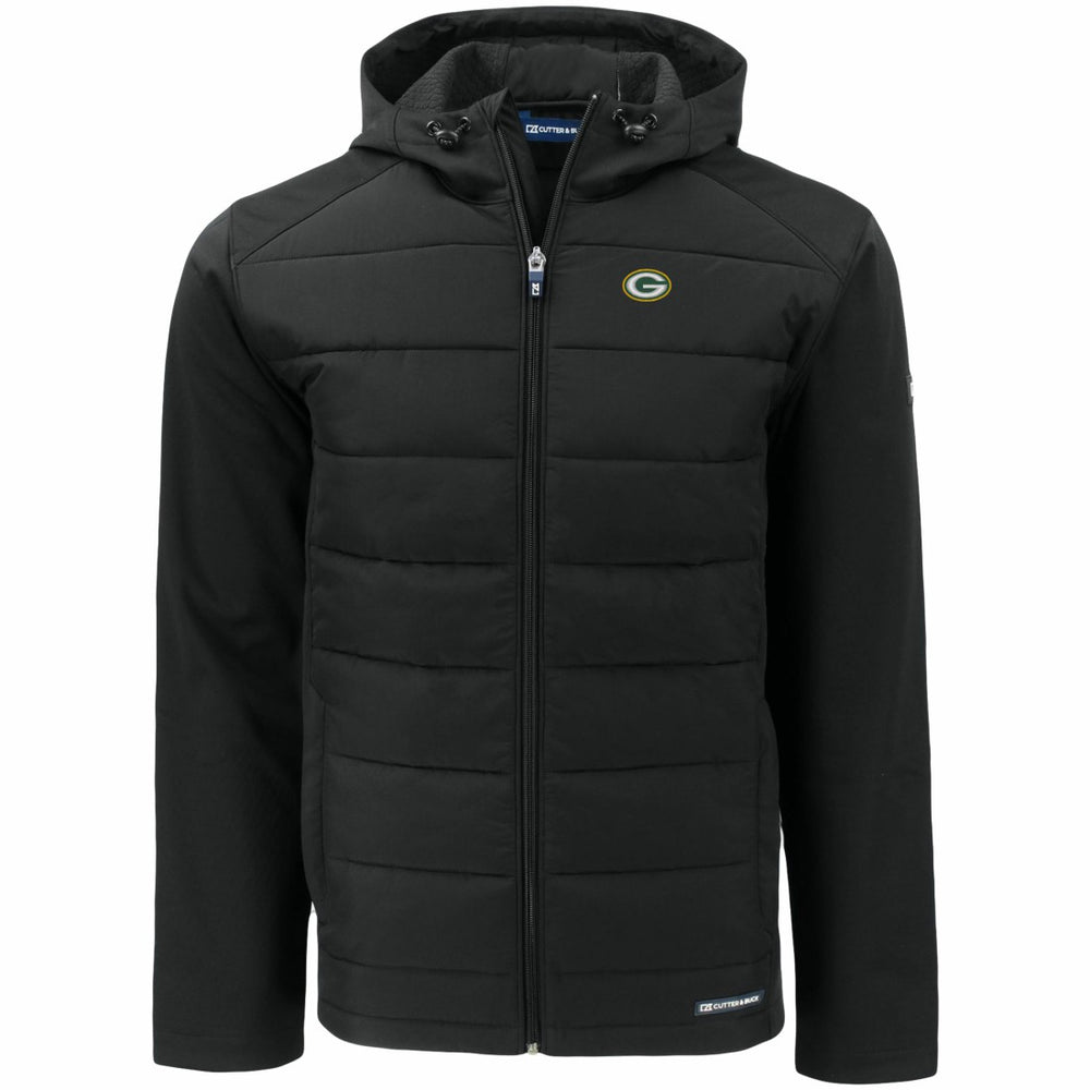Green Bay Packers Cutter & Buck Evoke PrimaLoft Hybrid Eco Softshell Recycled Full-Zip Hooded Jacket Black - NFL