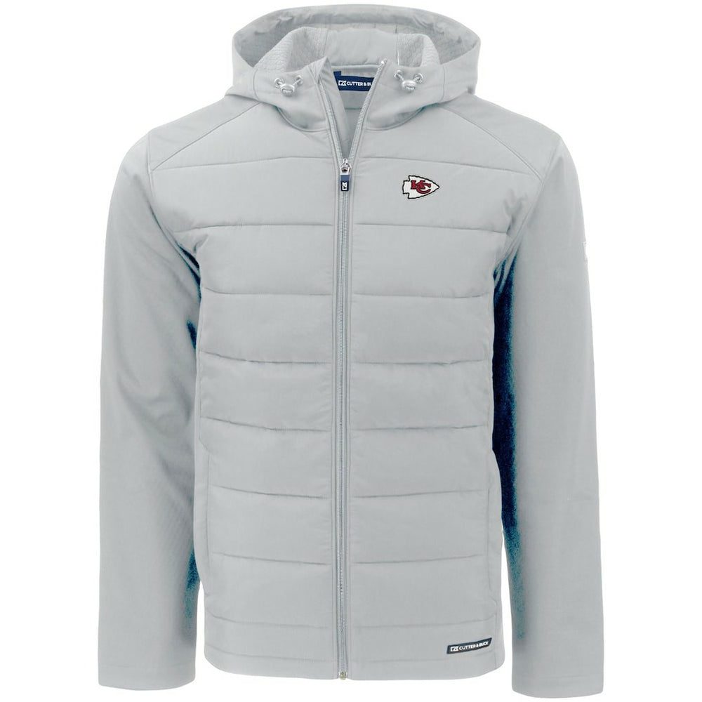 Kansas City Chiefs Cutter & Buck Evoke PrimaLoft Hybrid Eco Softshell Recycled Full-Zip Hooded Jacket Gray - NFL