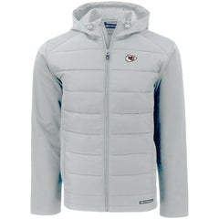 Kansas City Chiefs Cutter & Buck Evoke PrimaLoft Hybrid Eco Softshell Recycled Full-Zip Hooded Jacket Gray - NFL