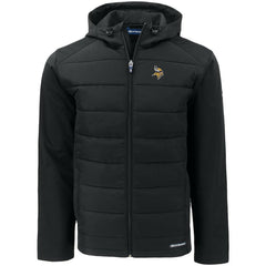 Minnesota Vikings Cutter & Buck Evoke PrimaLoft Hybrid Eco Softshell Recycled Full-Zip Hooded Jacket Black - NFL