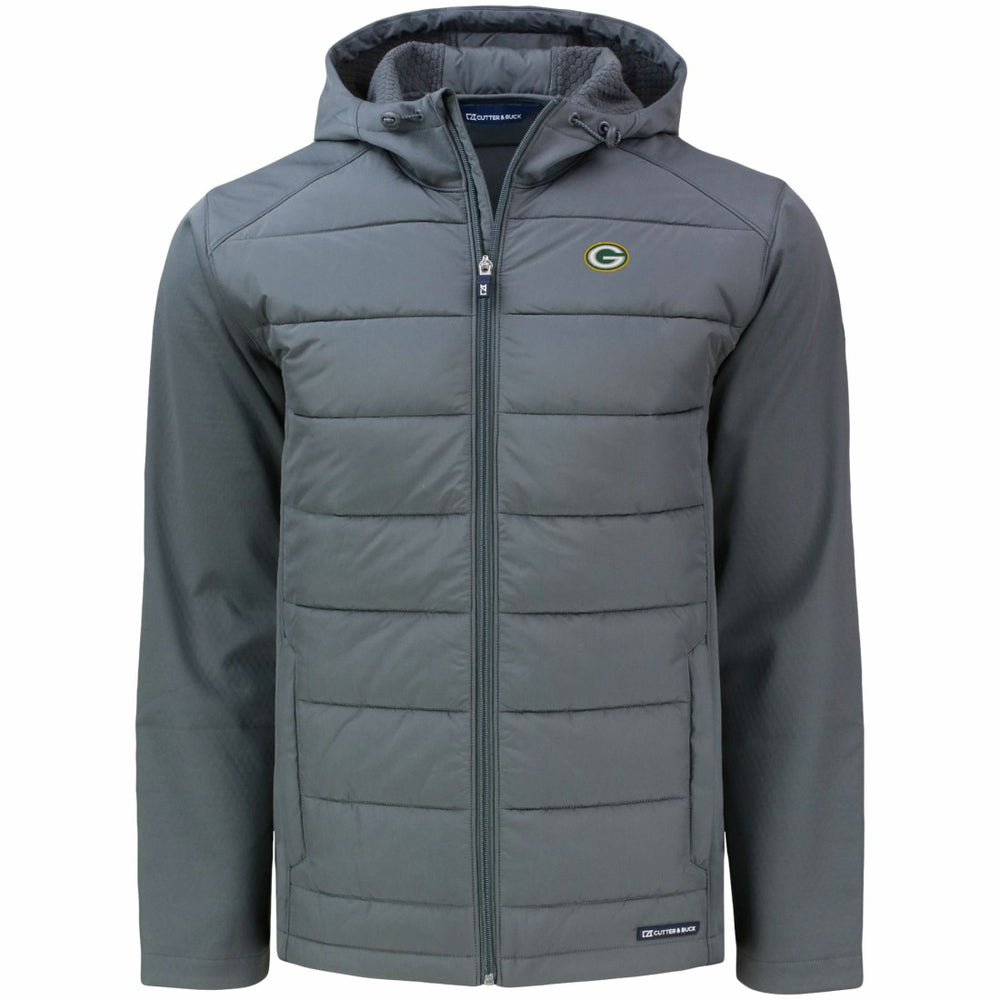 Green Bay Packers Cutter & Buck Evoke PrimaLoft Hybrid Eco Softshell Recycled Full-Zip Hooded Jacket Gray - NFL