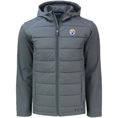 Pittsburgh Steelers Cutter & Buck Evoke PrimaLoft Hybrid Eco Softshell Recycled Full-Zip Hooded Jacket Gray - NFL