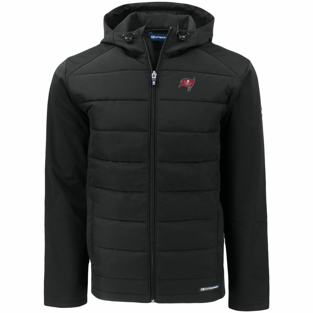 Tampa Bay Buccaneers Cutter & Buck Evoke PrimaLoft Hybrid Eco Softshell Recycled Full-Zip Hooded Jacket Black - NFL
