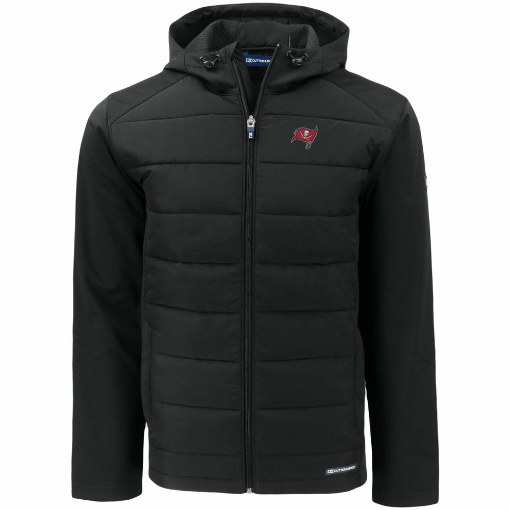 Tampa Bay Buccaneers Cutter & Buck Evoke PrimaLoft Hybrid Eco Softshell Recycled Full-Zip Hooded Jacket Black - NFL