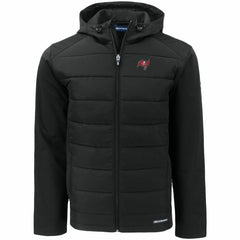 Tampa Bay Buccaneers Cutter & Buck Evoke PrimaLoft Hybrid Eco Softshell Recycled Full-Zip Hooded Jacket Black - NFL