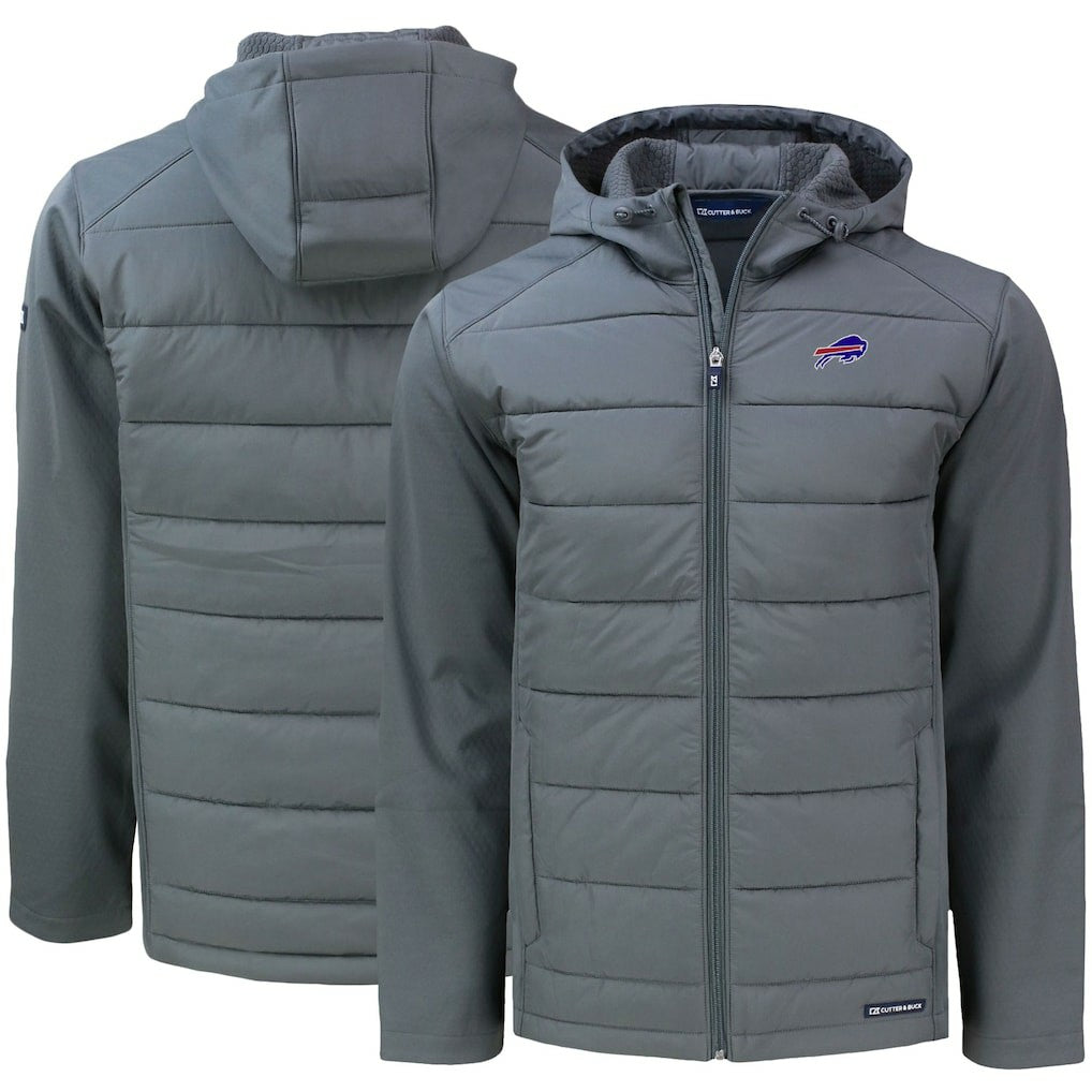 Buffalo Bills Cutter & Buck Evoke PrimaLoft Hybrid Eco Softshell Recycled Full-Zip Hooded Jacket Gray - NFL