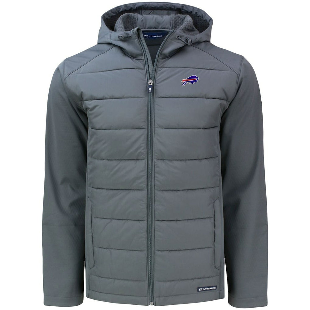 Buffalo Bills Cutter & Buck Evoke PrimaLoft Hybrid Eco Softshell Recycled Full-Zip Hooded Jacket Gray - NFL