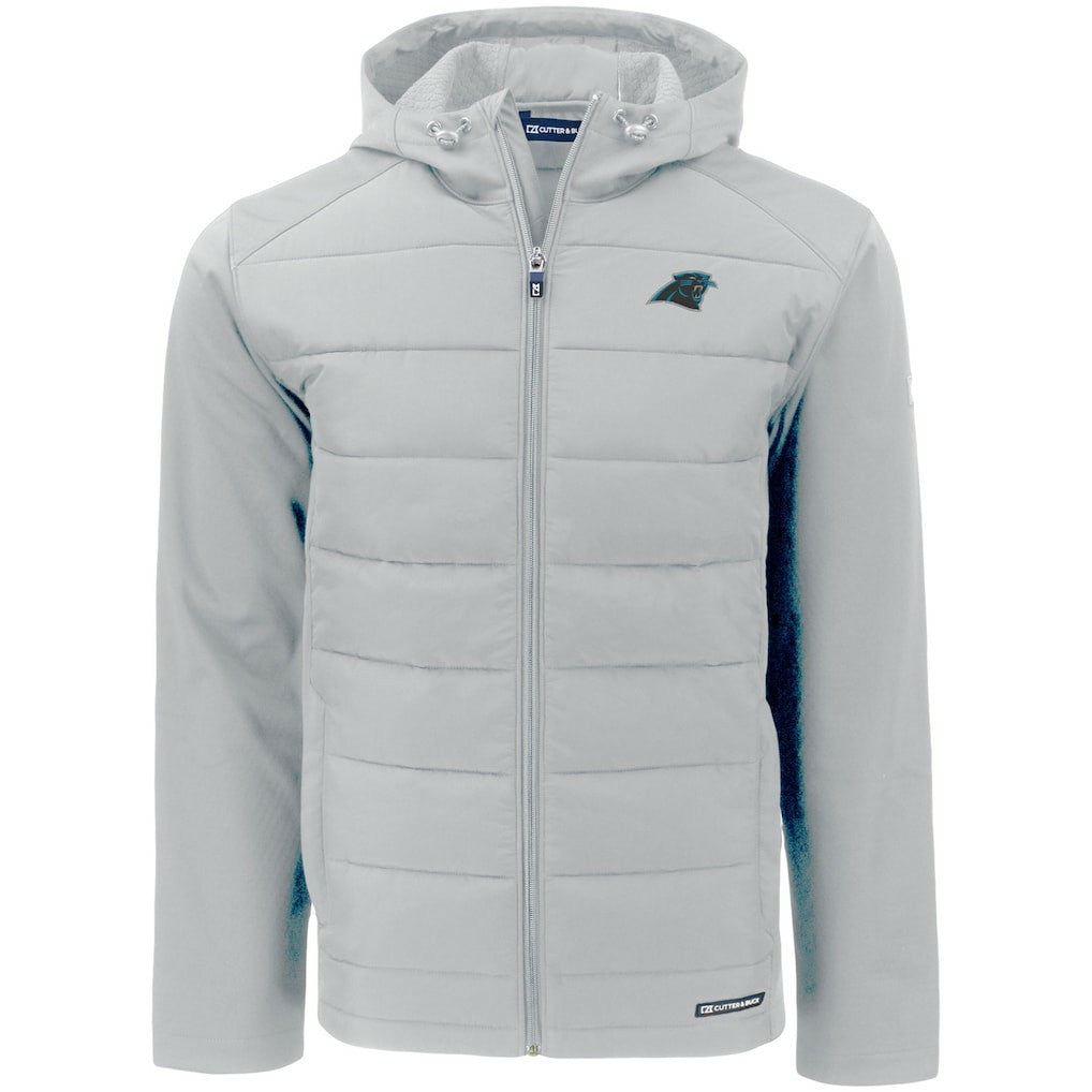 Carolina Panthers Cutter & Buck Evoke PrimaLoft Hybrid Eco Softshell Recycled Full-Zip Hooded Jacket Gray - NFL