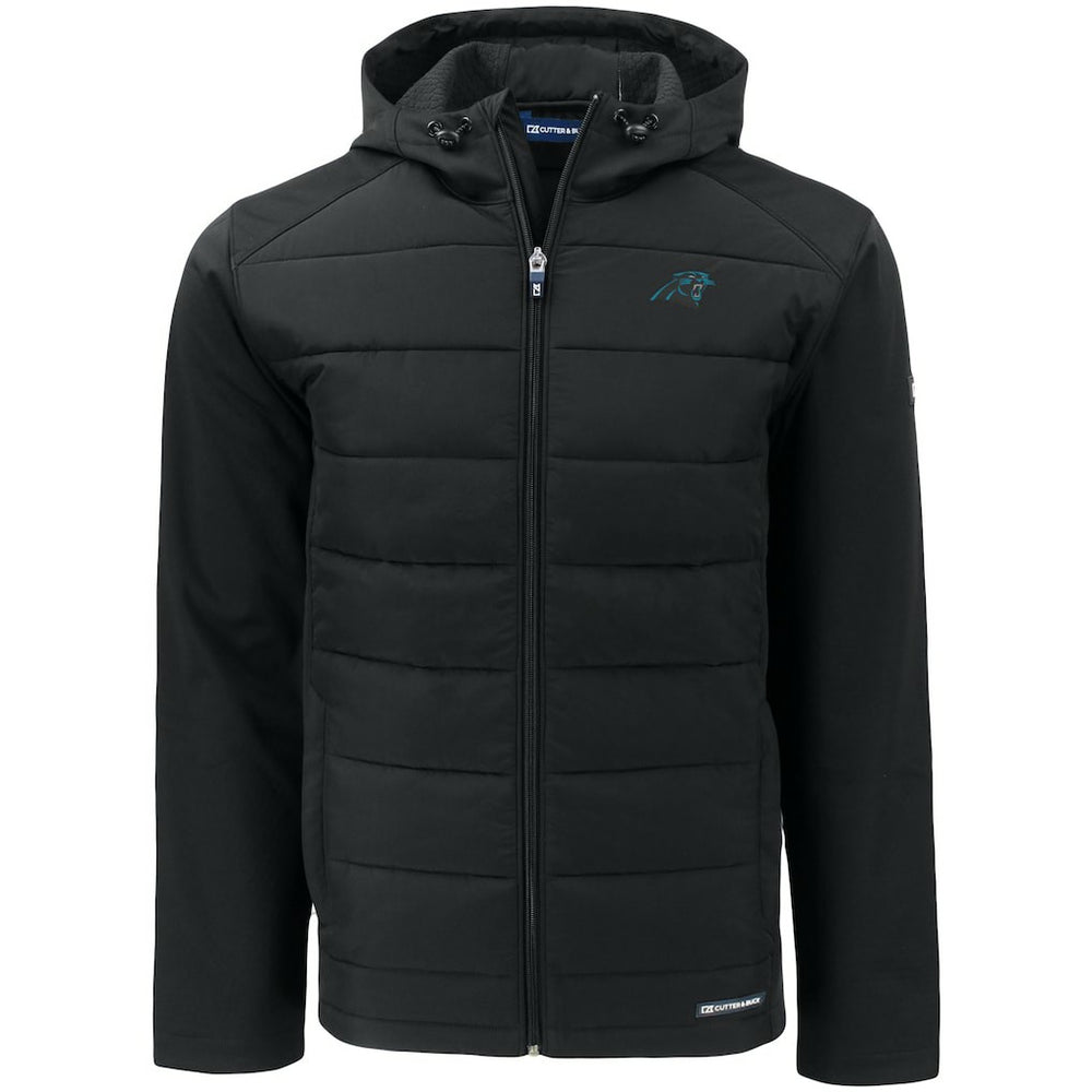 Carolina Panthers Cutter & Buck Evoke PrimaLoft Hybrid Eco Softshell Recycled Full-Zip Hooded Jacket Black - NFL