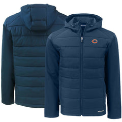 Chicago Bears Cutter & Buck Evoke PrimaLoft Hybrid Eco Softshell Recycled Full-Zip Hooded Jacket Navy - NFL