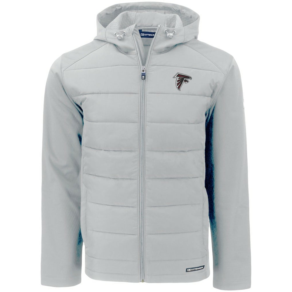 Atlanta Falcons Cutter & Buck Evoke PrimaLoft Hybrid Eco Softshell Recycled Full-Zip Hooded Jacket Gray - NFL
