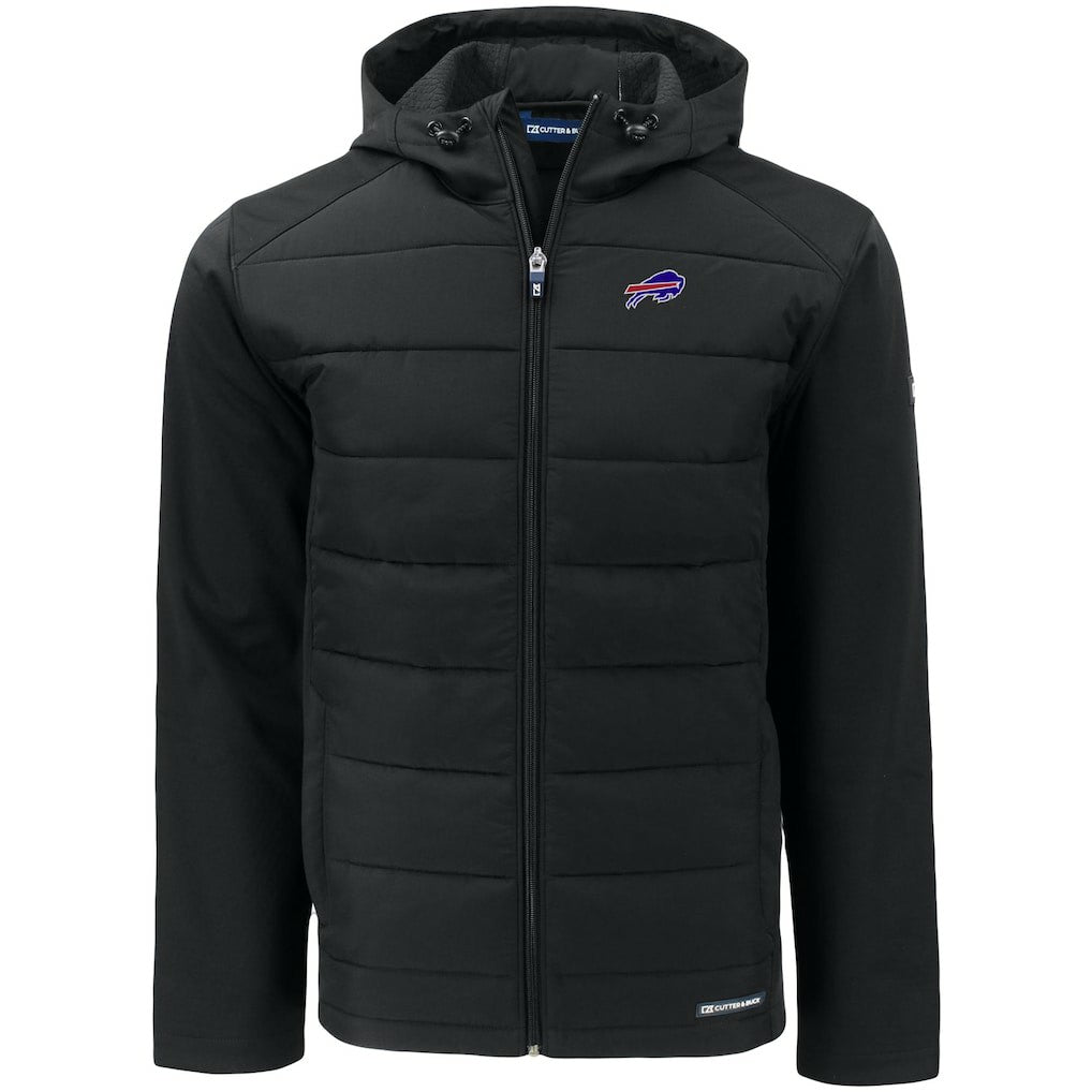 Buffalo Bills Cutter & Buck Evoke PrimaLoft Hybrid Eco Softshell Recycled Full-Zip Hooded Jacket Black - NFL