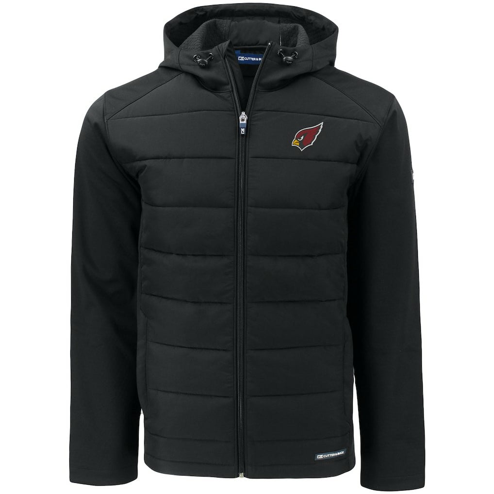 Arizona Cardinals Cutter & Buck Evoke PrimaLoft Hybrid Eco Softshell Recycled Full-Zip Hooded Jacket Black - NFL