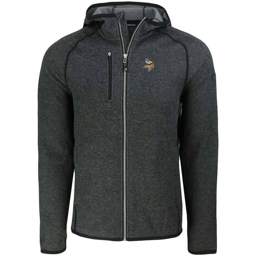 Minnesota Vikings Cutter & Buck Mainsail Full-Zip Hooded Jacket Heather Charcoal - NFL