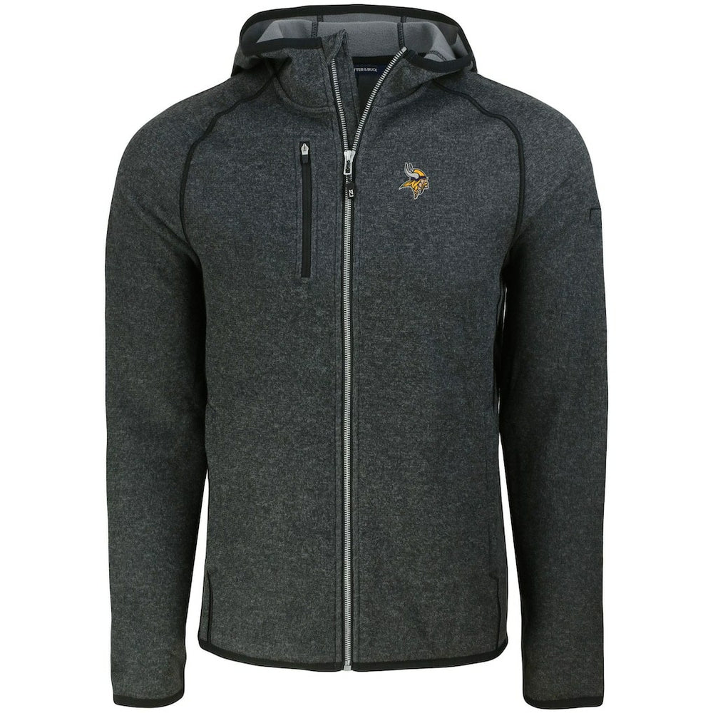 Minnesota Vikings Cutter & Buck Mainsail Full-Zip Hooded Jacket Heather Charcoal - NFL