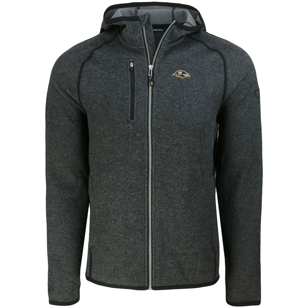 Baltimore Ravens Cutter & Buck Mainsail Full-Zip Hooded Jacket Heather Charcoal - NFL