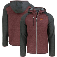 Washington Commanders Cutter & Buck Mainsail Full-Zip Hooded Jacket Heather Burgundy - NFL