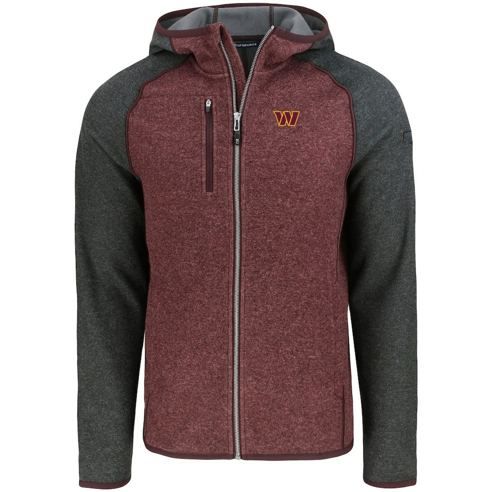 Washington Commanders Cutter & Buck Mainsail Full-Zip Hooded Jacket Heather Burgundy - NFL
