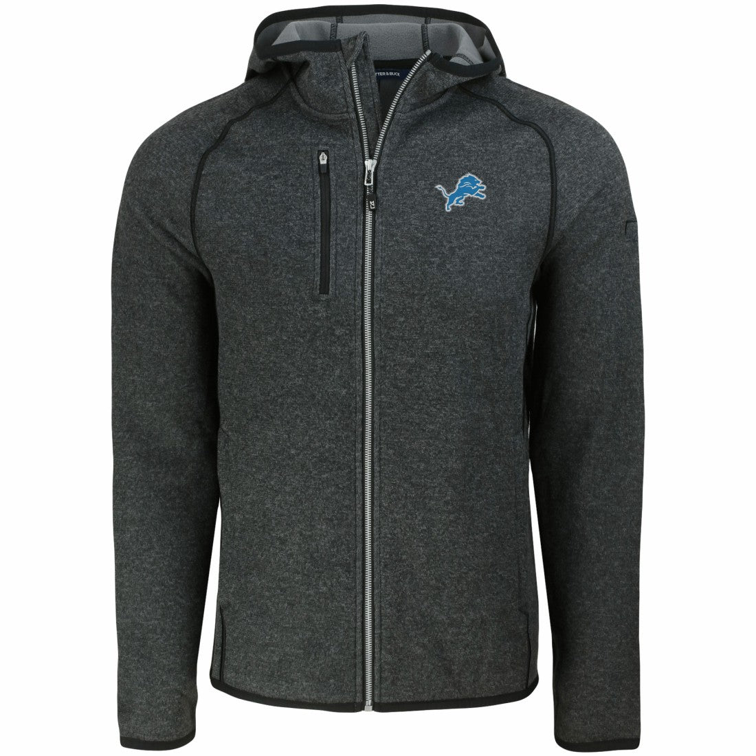 Detroit Lions Cutter & Buck Mainsail Full-Zip Hooded Jacket Heather Charcoal - NFL