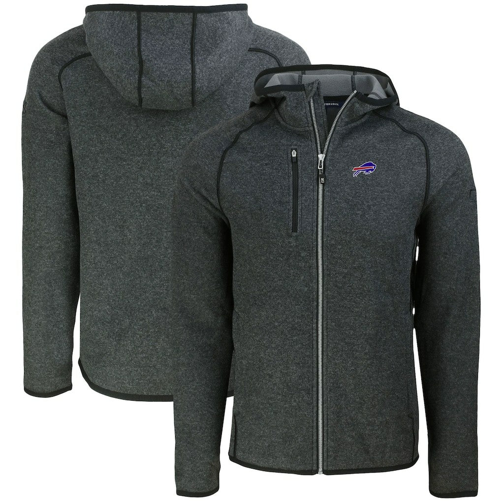Buffalo Bills Cutter & Buck Mainsail Full-Zip Hooded Jacket Heather Charcoal - NFL