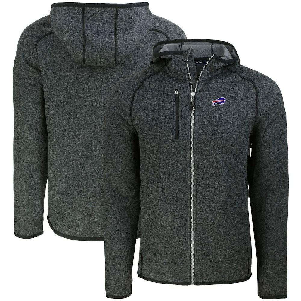 Buffalo Bills Cutter & Buck Mainsail Full-Zip Hooded Jacket Heather Charcoal - NFL