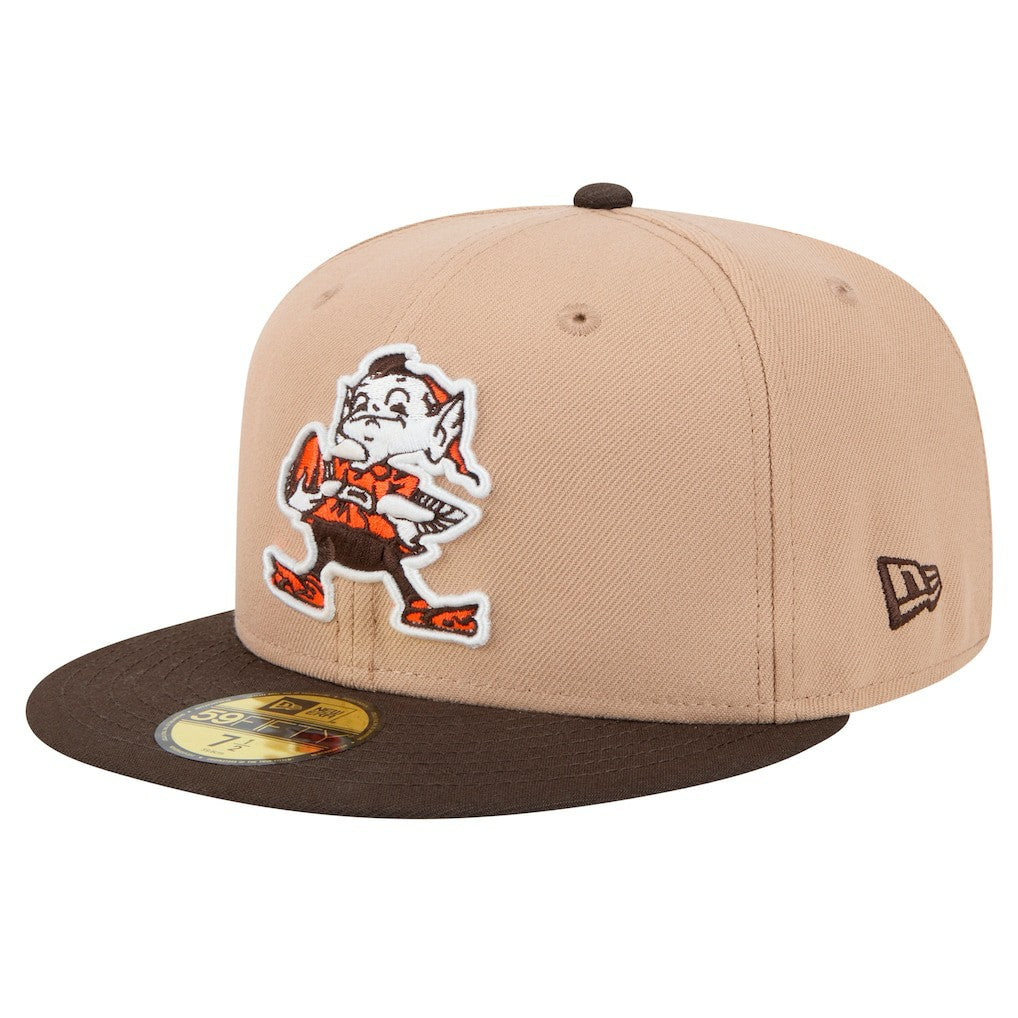 Cleveland Browns New Era Throwback Logo Main 59FIFTY Fitted Hat Tan - NFL