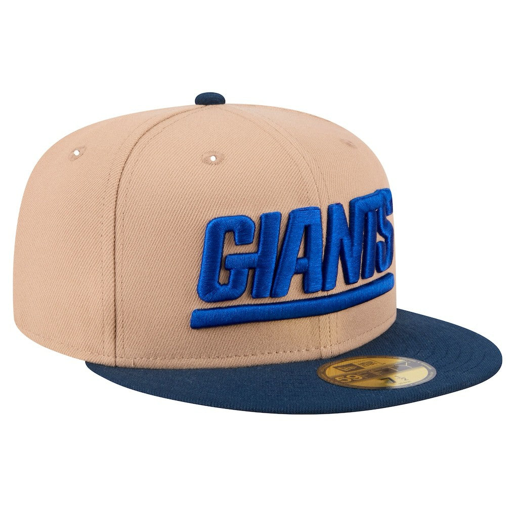 New York Giants New Era Wordmark Logo Main 59FIFTY Fitted Hat Tan - NFL